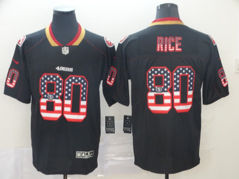 Men's San Francisco 49ers Jerry Rice #80 Black Game Jersey1 football jersey product view 1
