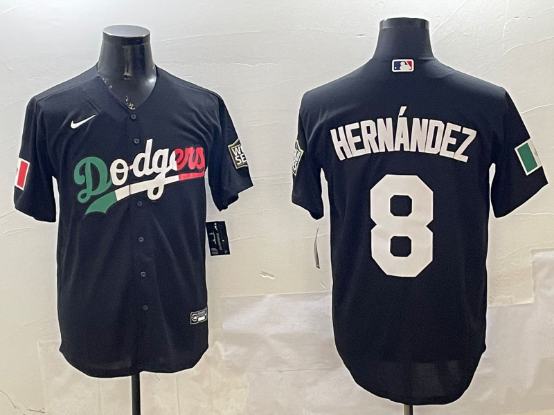 Men's Los Angeles Dodgers Enrique Hernandez #8 Black Player Game Jersey baseball jersey product view 1