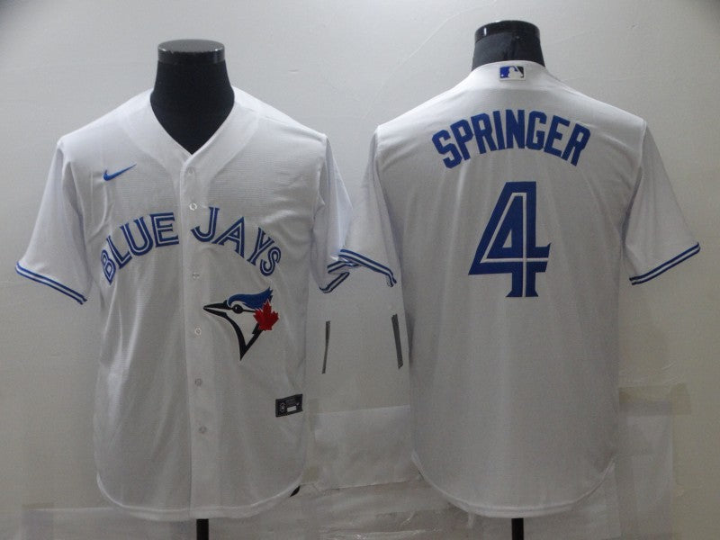 Men's Toronto Blue Jays George Springer #4 White Replica Baseball Jersey1 baseball jersey product view 1
