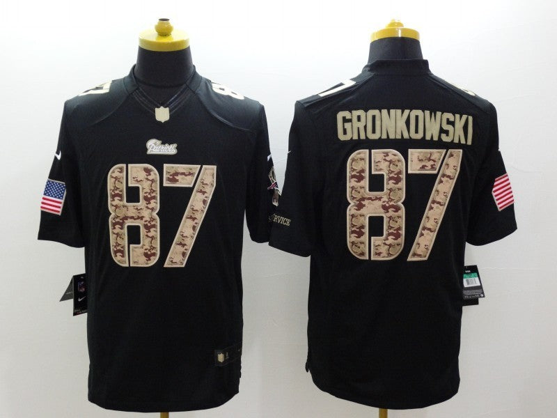 Men's New England Patriots Rob Gronkowski #87 Black Authentic Game Jersey1 football jersey product view 1