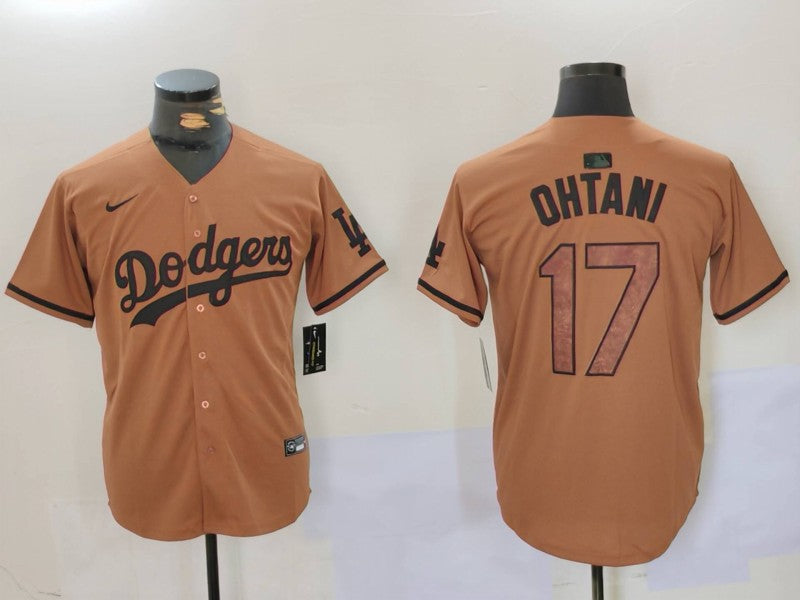 Men's Los Angeles Dodgers Shohei Ohtani #17 Brown Game Jersey1 baseball jersey product view 1