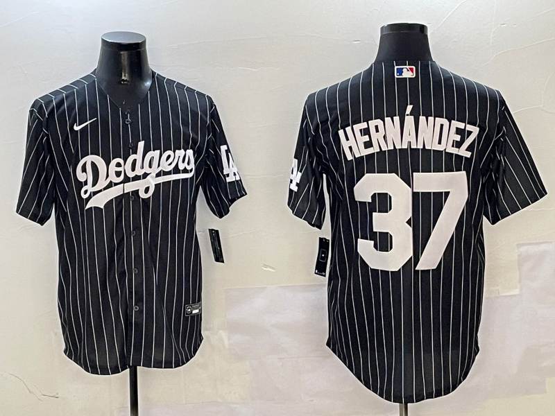 Men's Los Angeles Dodgers Teoscar Hernandez #37 Black Alternate Limited Player Jersey1 baseball jersey product view 1