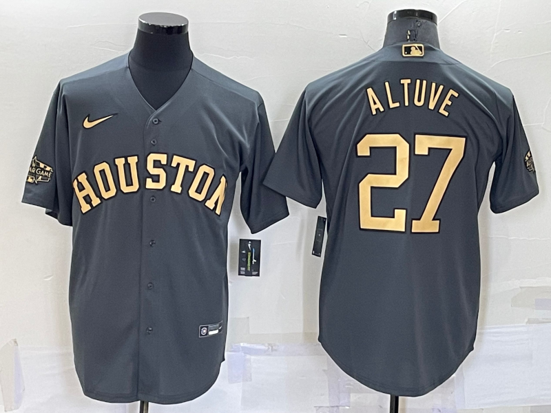 Men's Houston Astros Jose Altuve #27 Gray Stitched Jersey baseball jersey product view 1