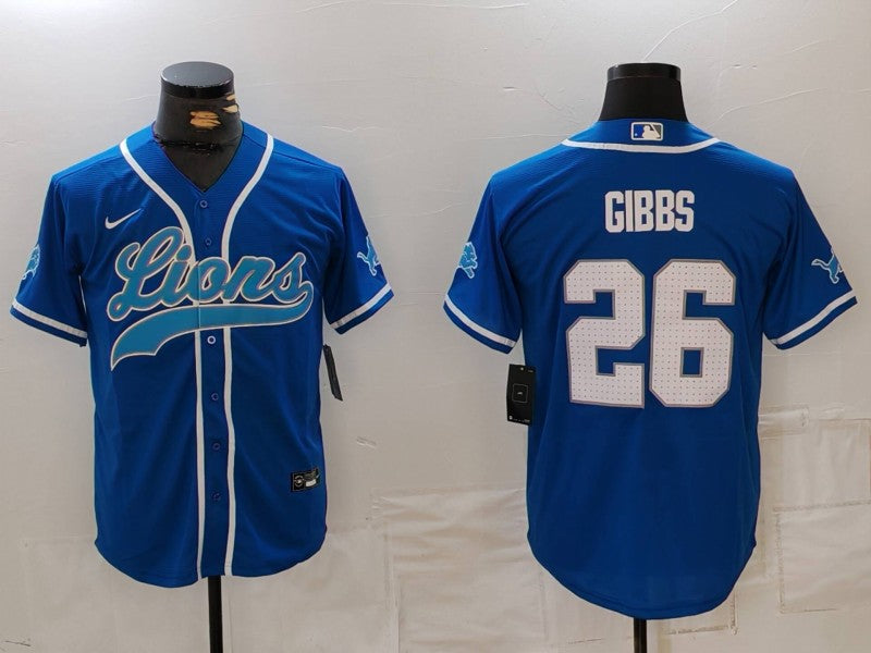 Men's Detroit Lions Jahmyr Gibbs #26 Blue Game Jersey1 football jersey product view 1