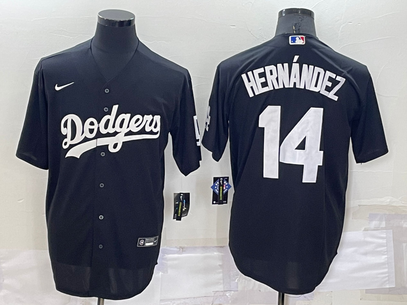 Men's Los Angeles Dodgers Enrique Hernandez #14 Black Replica Baseball Jersey1 baseball jersey product view 1