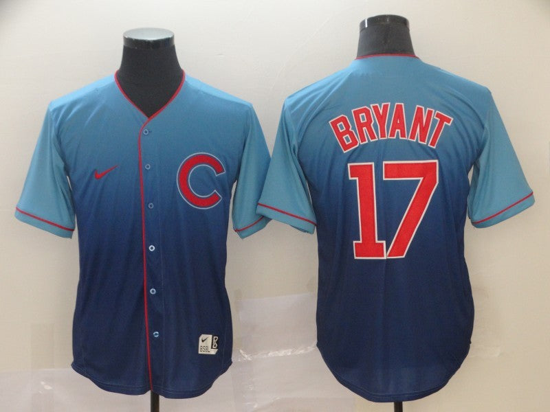 Men's Chicago Cubs Kris Bryant #17 Blue Player Jersey1 basketball jersey product view 1