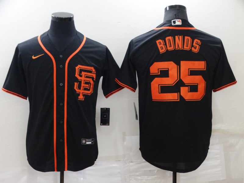 Men's San Francisco Giants Barry Bonds #25 Black Replica Baseball Jersey1 baseball jersey product view 1