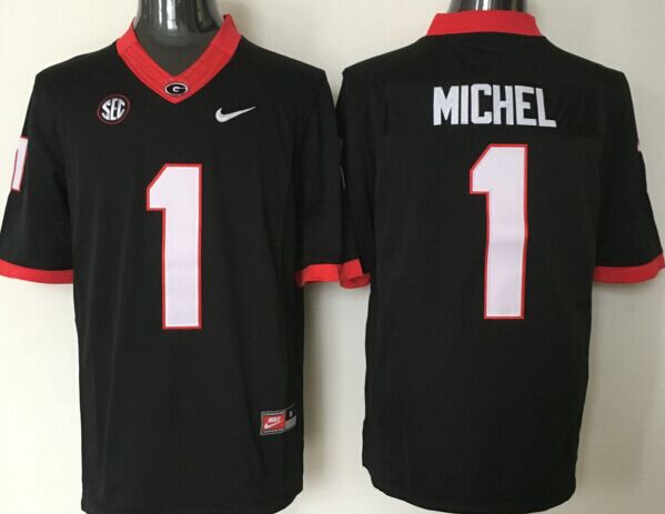 Men's Georgia Bulldogs Sony Michel #1 Black Player Game Jersey sports jersey product view 1