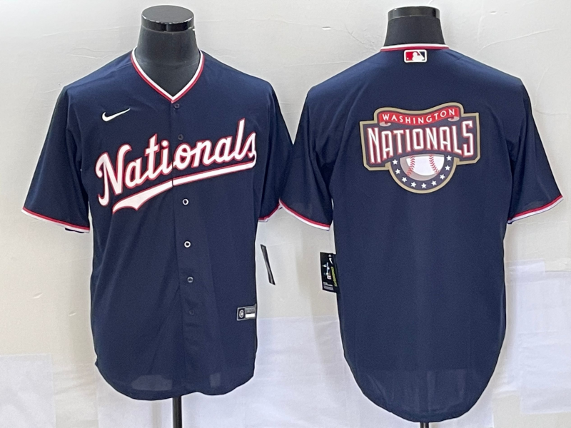Men's Washington Nationals Navy Alternate Replica Team Jersey1 baseball jersey product view 1