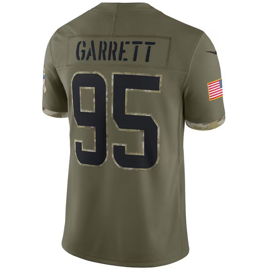 C.Browns #95 Myles Garrett Olive Salute To Service Player Football Jerseys football jersey product view 1