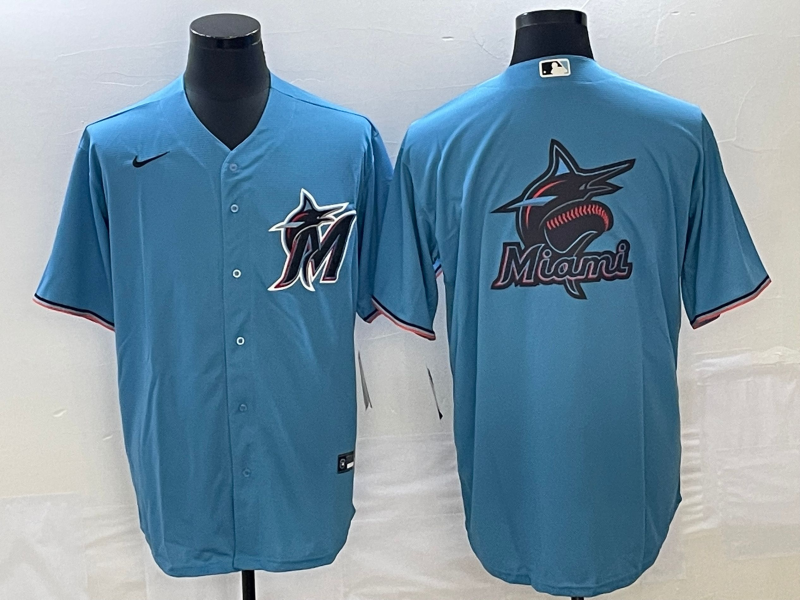 Men's Miami Marlins Blue Alternate Replica Team Jersey1 baseball jersey product view 1
