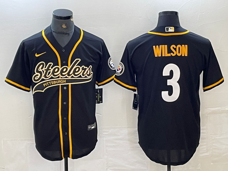 Men's Pittsburgh Steelers Russell Wilson #3 Black Game Jersey1 Joint Edition football jersey product view 1