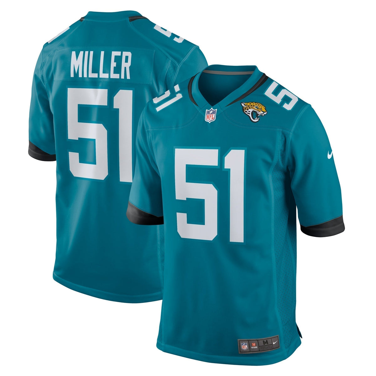 Ventrell Miller Jacksonville Jaguars Nike Game Jersey - Teal football jersey product view 1