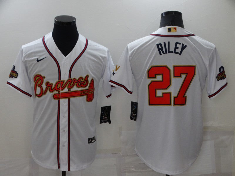 Men's Atlanta Braves Austin Riley #27 White Replica Game Jersey1 baseball jersey product view 1