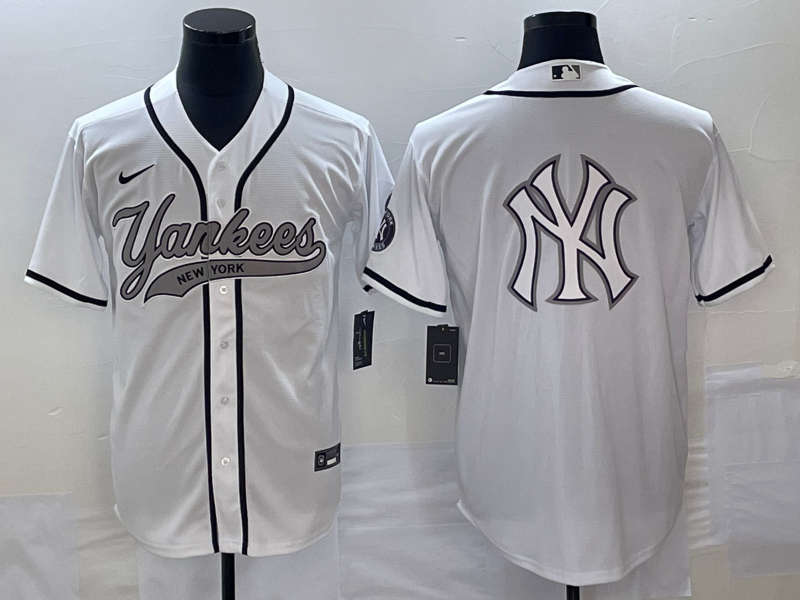 Men's New York Yankees White Replica Player Jersey1 Joint Edition baseball jersey product view 1