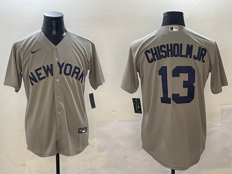 Men's New York Yankees Jazz Chisholm Jr. #13 Gray Away Limited Player Jersey1 baseball jersey product view 1