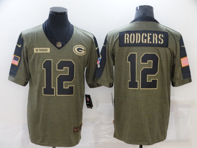 Men's Green Bay Packers Aaron Rodgers #12 Brown Game Player Jersey1 football jersey product view 1
