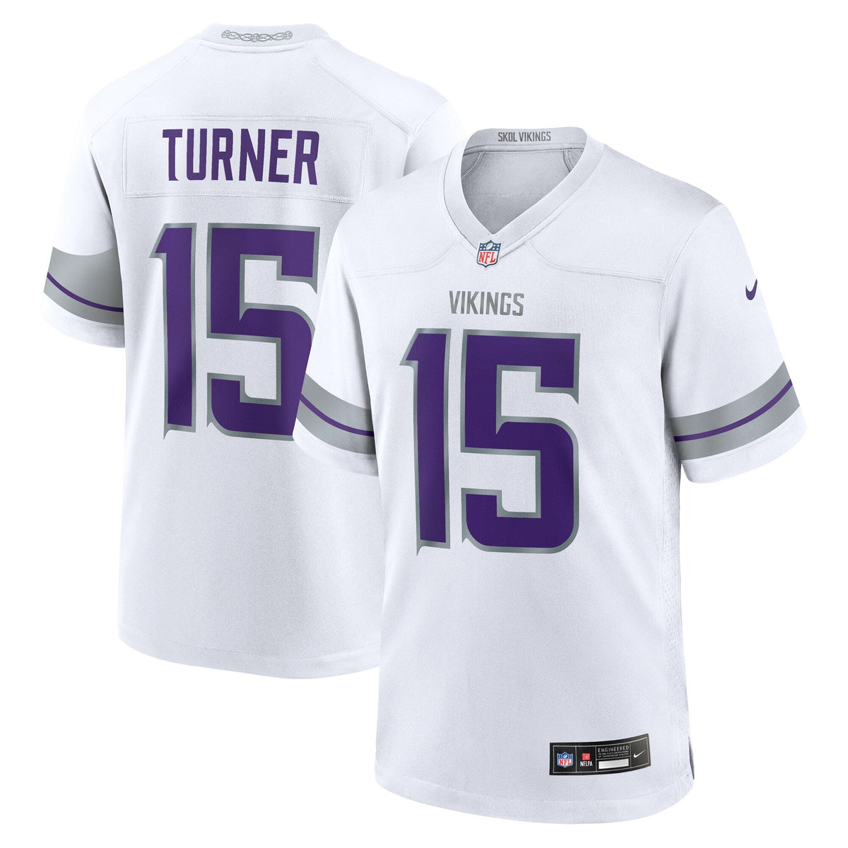 Dallas Turner Minnesota Vikings Nike Alternate Game Jersey - White football jersey product view 1