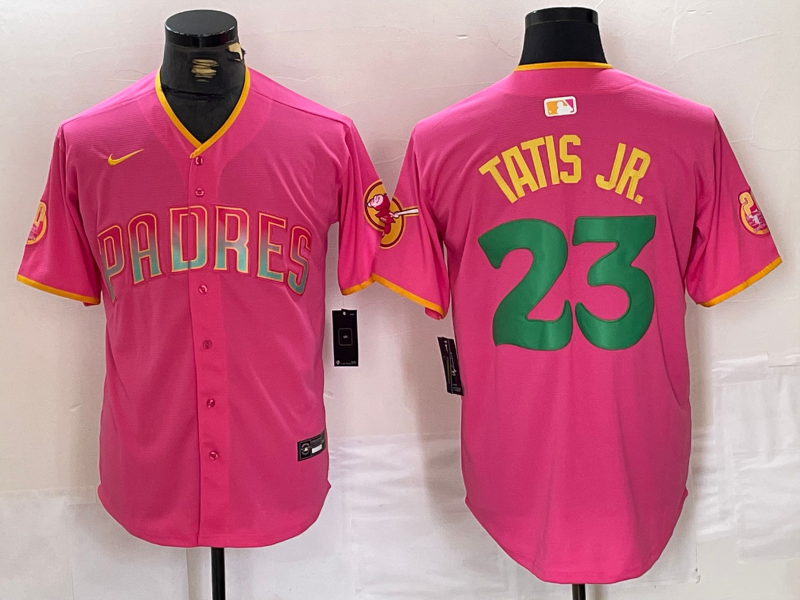 Men's San Diego Padres Fernando Tatis Jr. #23 Pink Replica Player Jersey1 baseball jersey product view 1