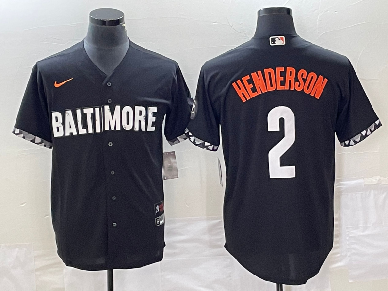 Men's Baltimore Orioles Gunnar Henderson #2 Black 2023 City Connect Replica Player Jersey1 baseball jersey product view 1