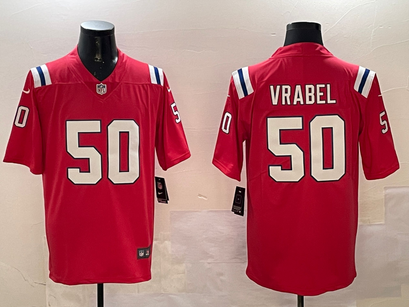 Men's New England Patriots Mike Vrabel #50 Red Retired Player Alternate Game Jersey1 football jersey product view 1