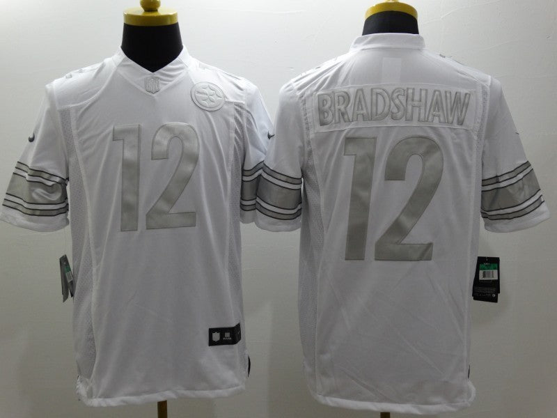 Men's Pittsburgh Steelers Terry Bradshaw #12 White Game Jersey1 football jersey product view 1