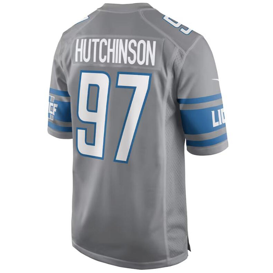 D.Lions #97 Aidan Hutchinson Gray Stitched Player Game Football Jerseys football jersey product view 1