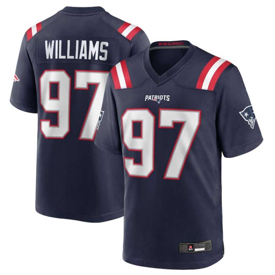 #97 Milton Williams Player NE.Patriots Navy Game Football Jerseys football jersey product view 1