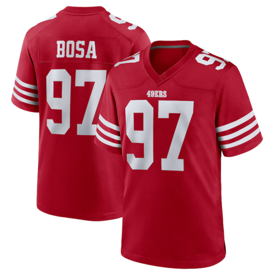 #97 Nick Bosa Player SF.49ers Scarlet Player Game Football Jerseys football jersey product view 1