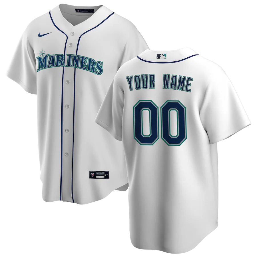 Men's Seattle Mariners White Home Replica Custom Jersey1 baseball jersey product view 1