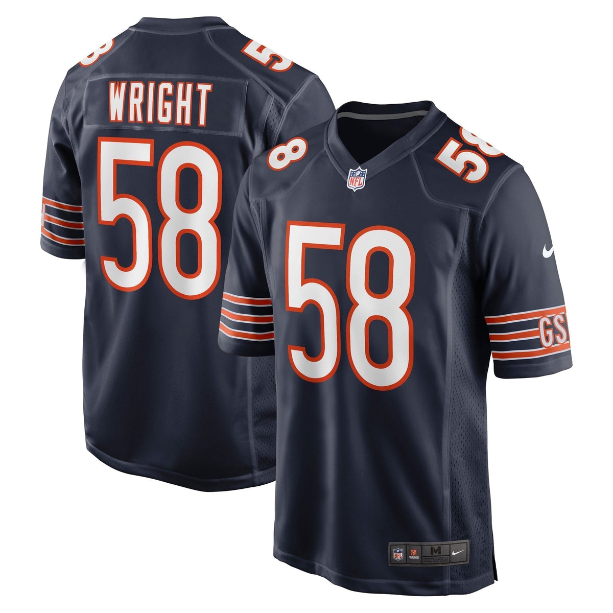 Darnell Wright Chicago Bears Nike Game Jersey - Navy football jersey product view 1