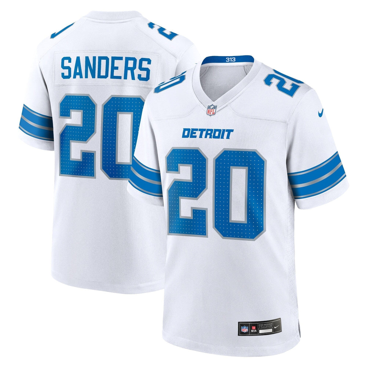 Barry Sanders Detroit Lions Nike Retired Game Jersey - White football jersey product view 1