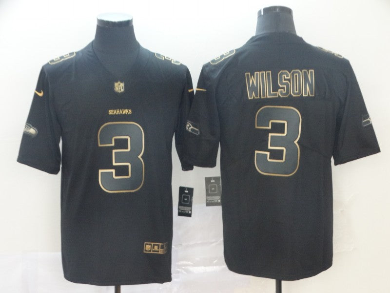 Men's Seattle Seahawks #3 Russell Wilson Black Game Player Jersey football jersey product view 1