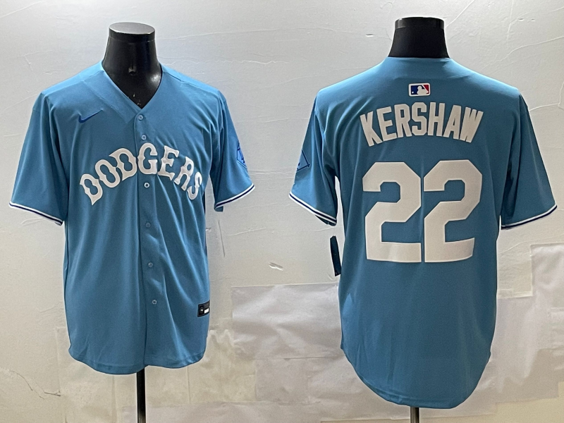 Men's Los Angeles Dodgers Clayton Kershaw #22 Light Blue Limited Player Jersey1 baseball jersey product view 1
