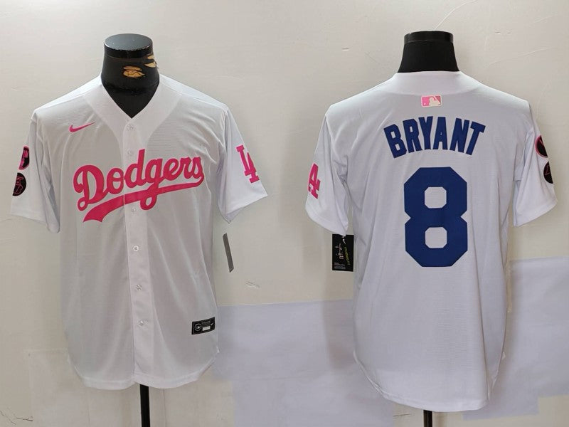 Men's Los Angeles Dodgers Kobe Bryant #8 White Limited Player Jersey1 basketball jersey product view 1