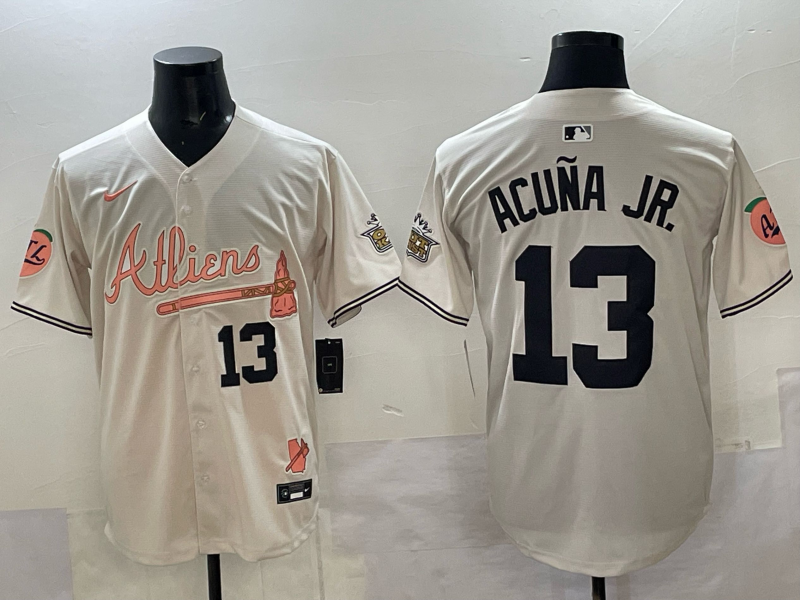 Men's Atlanta Braves Ronald Acuna Jr. #13 White Alternate Player Jersey baseball jersey product view 1