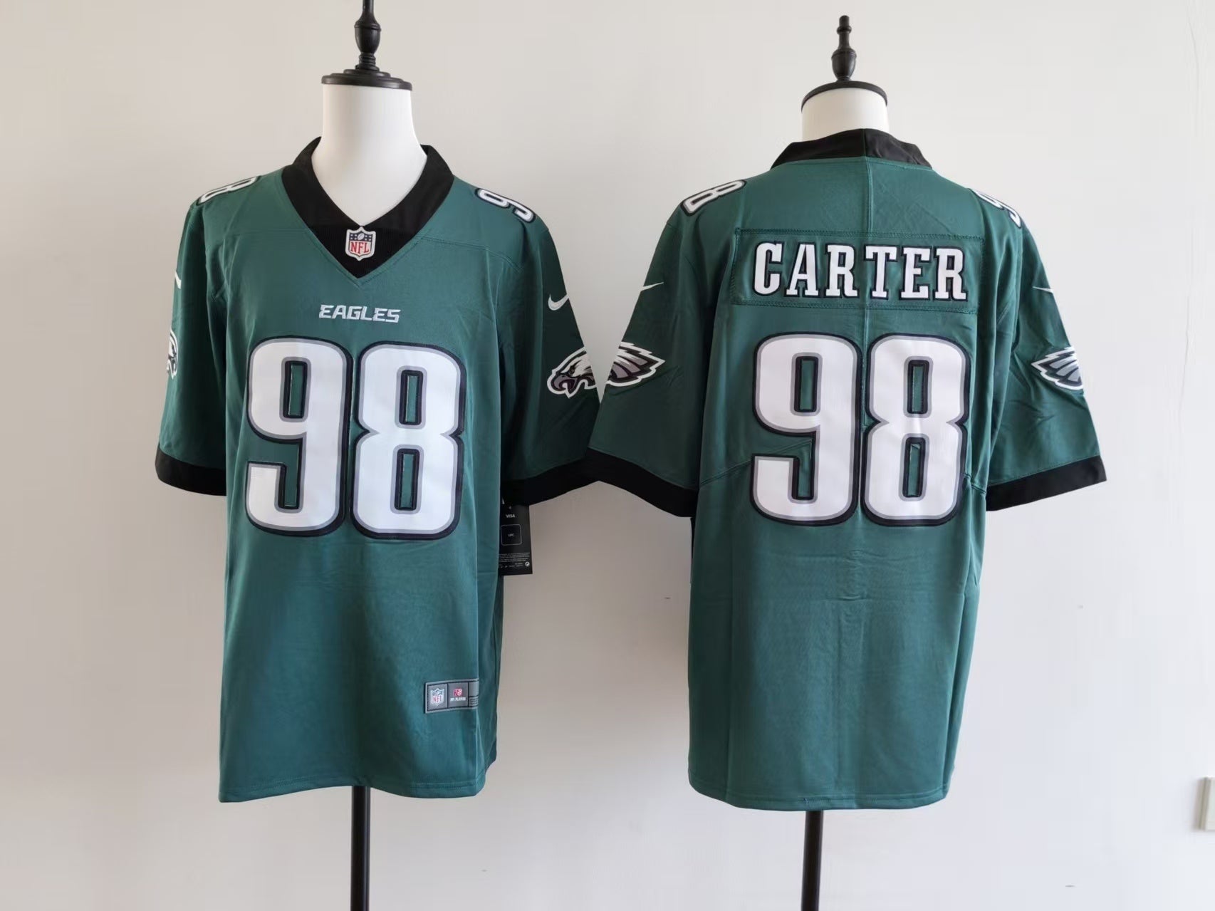 Men's Philadelphia Eagles Jalen Carter Nike Jersey-Midnight Green football jersey product view 1