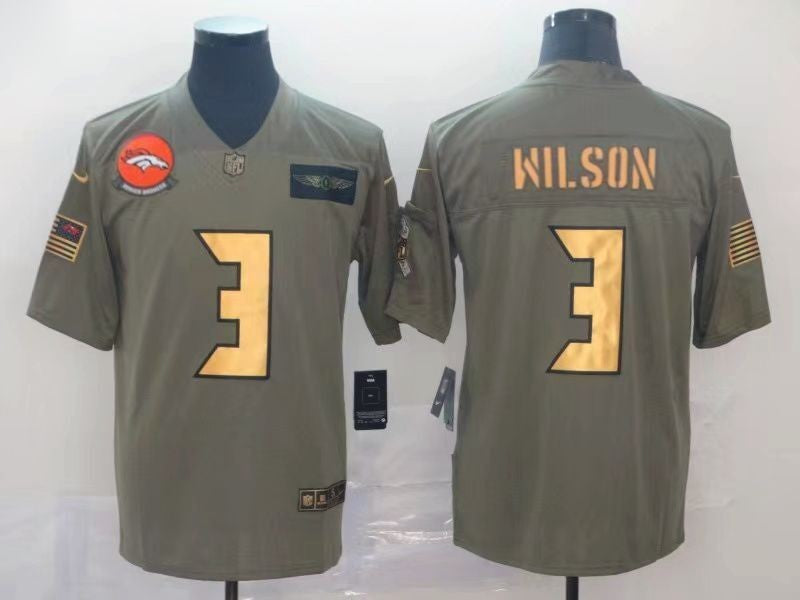 Men's Denver Broncos Russell Wilson #3 Brown Player Game Jersey1 football jersey product view 1