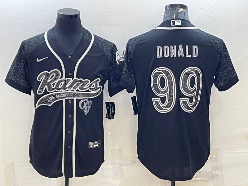 Men's Los Angeles Rams Aaron Donald #99 Black RFLCTV Limited Jersey1 Joint Edition football jersey product view 1