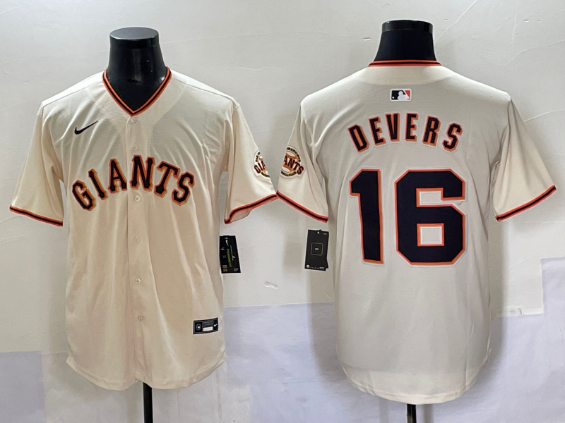 Men's San Francisco Giants Rafael Devers #16 Cream Home Replica Player Jersey baseball jersey product view 1