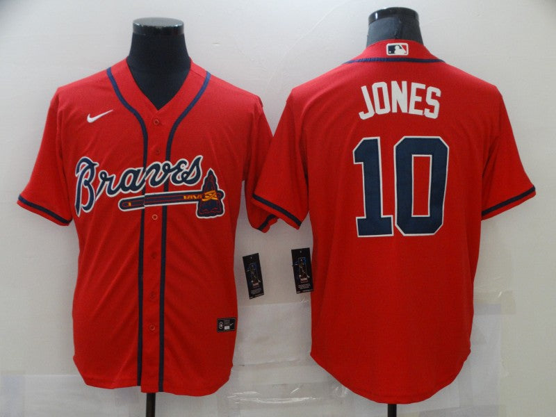 Men's Atlanta Braves Chipper Jones #10 Red Replica Player Jersey1 baseball jersey product view 1