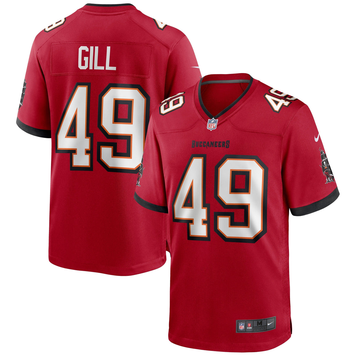 Cam Gill Tampa Bay Buccaneers Nike Game Jersey - Red football jersey product view 1