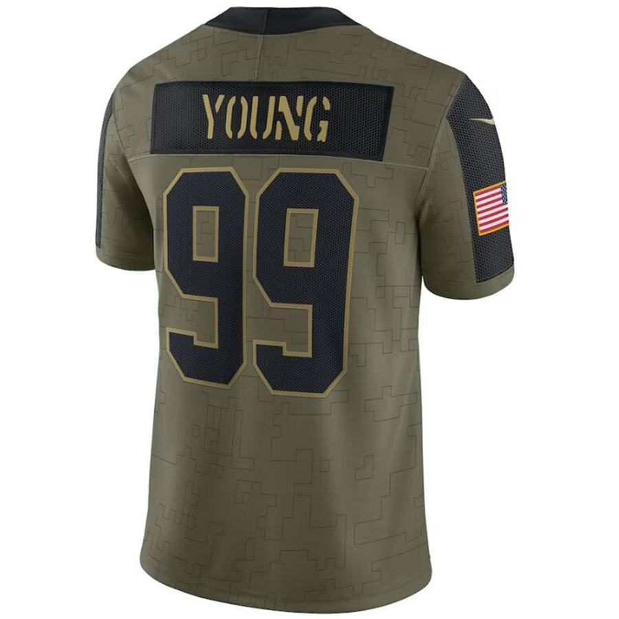 W.Commanders #99 Chase Young Olive 2021 Salute To Service Football Jerseys football jersey product view 1