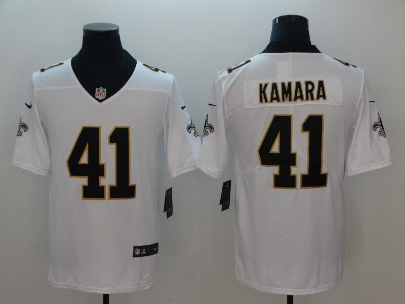 Men's New Orleans Saints Alvin Kamara #41 White Game Jersey1 football jersey product view 1