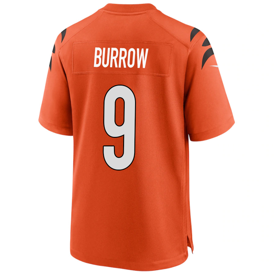 C.Bengals #9 Joe Burrow Orange Stitched Player Vapor Game Football Jerseys football jersey product view 1