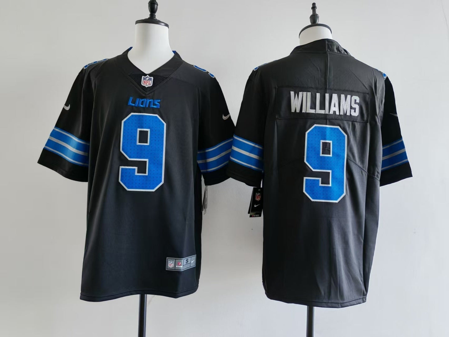 Men's Detroit Lions Jameson Williams Jersey - Black#9 football jersey product view 1