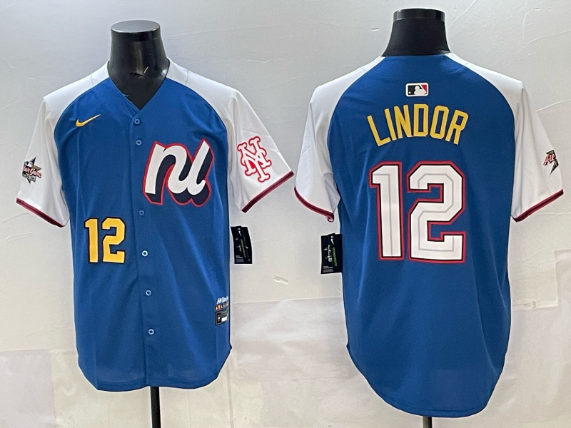Men's National League Francisco Lindor #12 Blue 2025 All-Star Edition Player Jersey baseball jersey product view 1