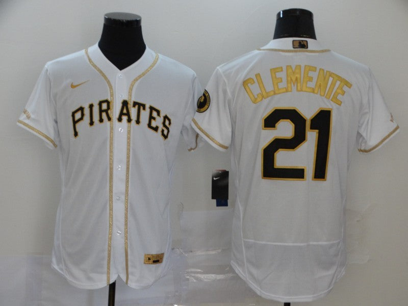 Men's Pittsburgh Pirates Roberto Clemente #21 White Stitched Jersey1 baseball jersey product view 1