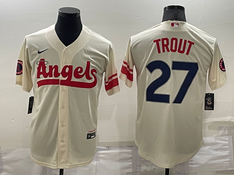 Men's Los Angeles Angels Mike Trout #27 Cream City Connect Replica Player Jersey baseball jersey product view 1