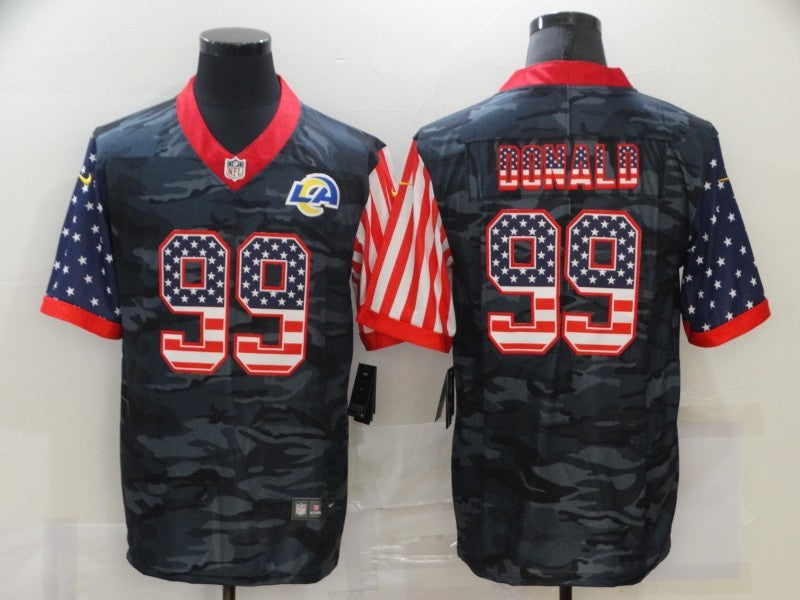 Men's Los Angeles Rams Aaron Donald #99 Gray Camouflage Game Player Jersey1 football jersey product view 1